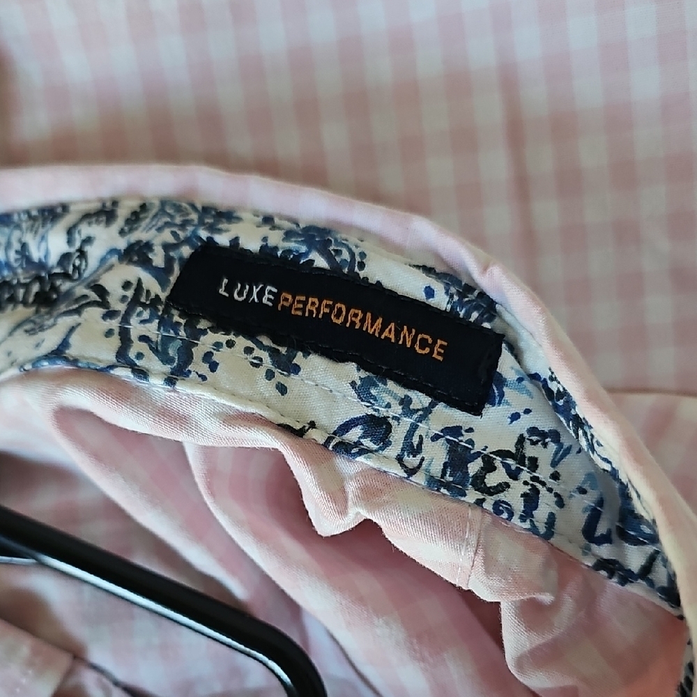 Tailor Vintage Airotec Flamingo Gingham Light Pink Checkered Button Down Shirt - Picture 4 of 8